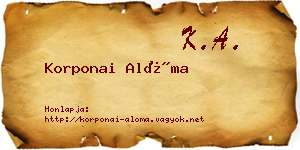 Korponai Alóma névjegykártya
